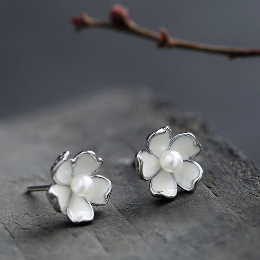 Cloisonne shell pearl earrings B1849