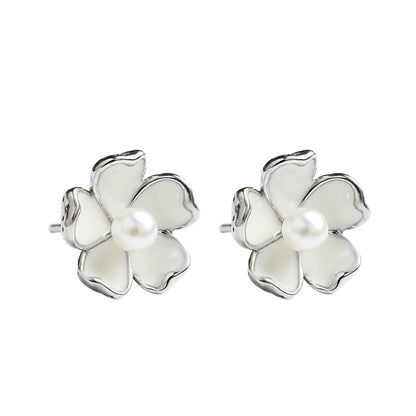 Cloisonne shell pearl earrings B1849