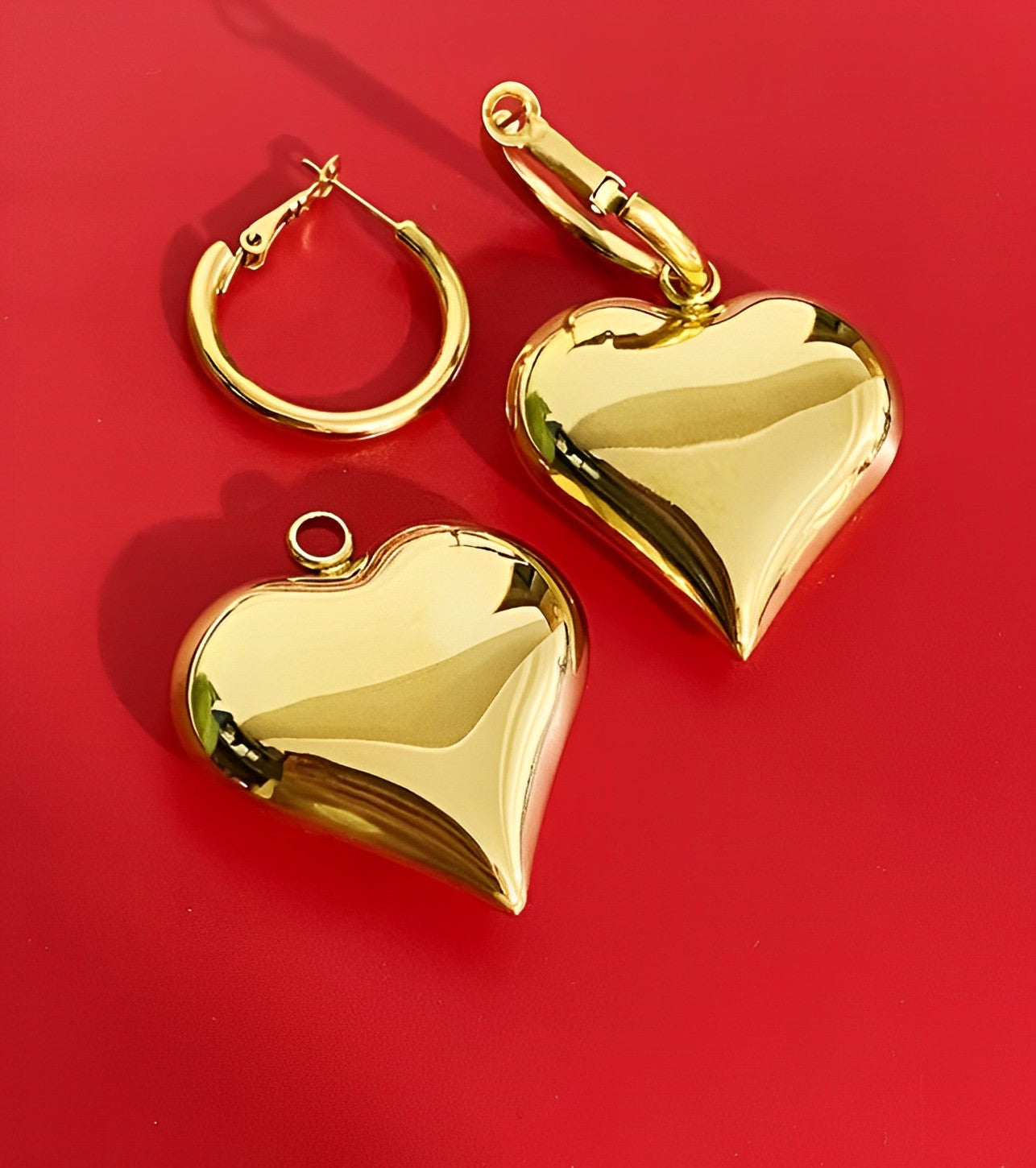 Peach Heart Gold Earrings B1466