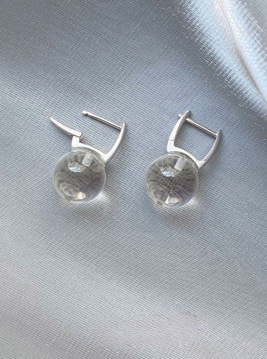 White Crystal Sterling Silver Earrings B1285