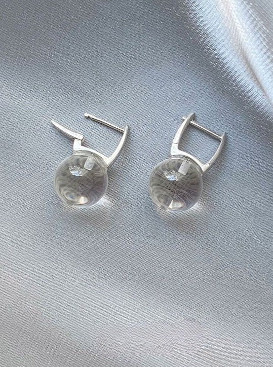 ホワイトクリスタルスターリングシルバーピアス　B1285