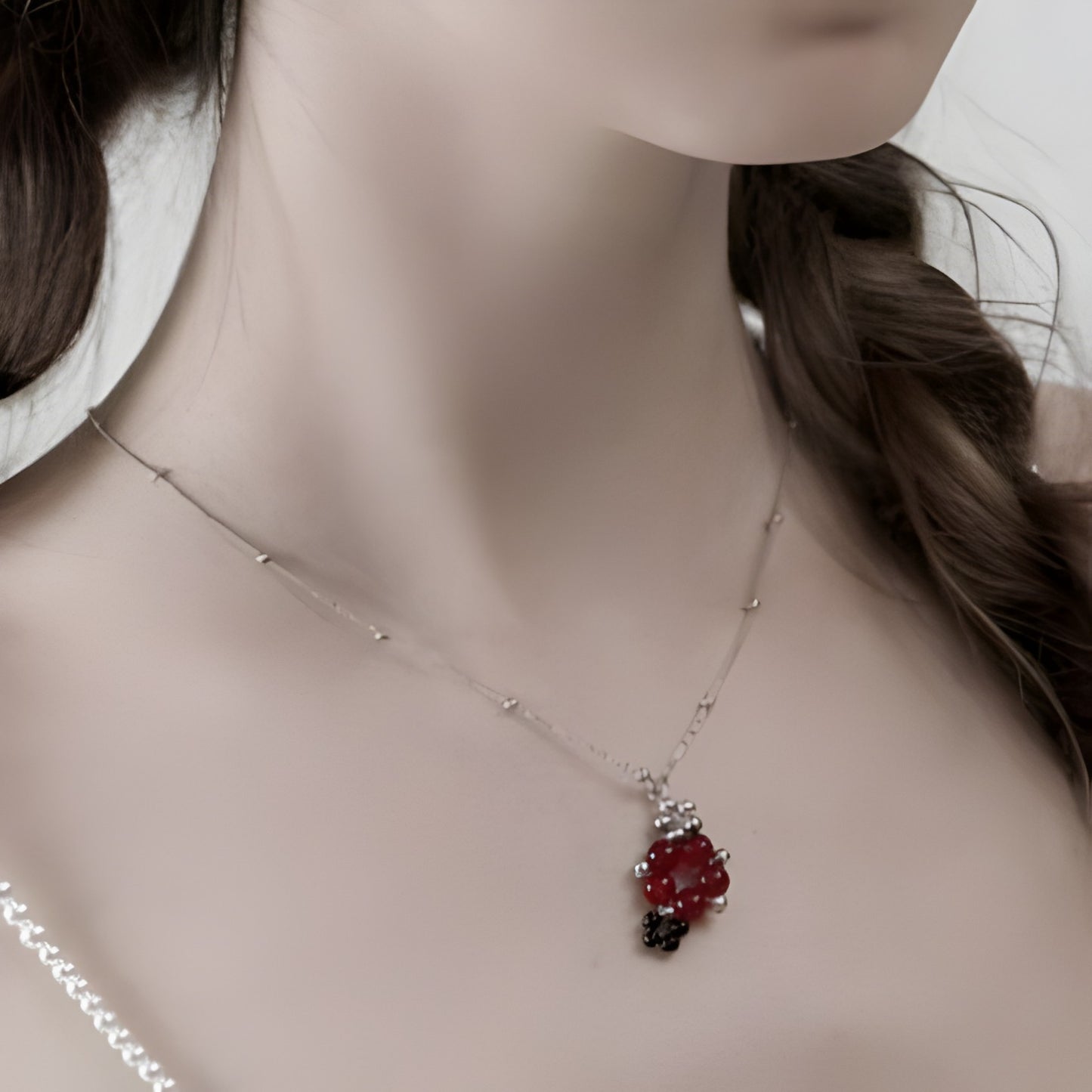 Crystal Red Flower Necklace B1253