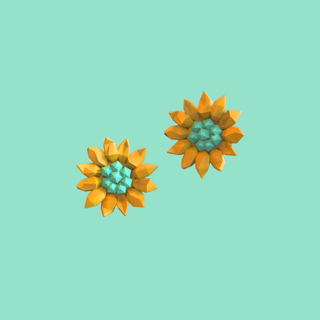 Sunflower polygon earrings B1028
