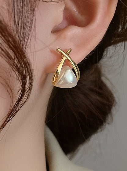 Cross pearl earrings B1558