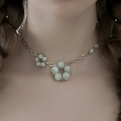 Light Green Crystal Flower Chain Necklace B1249
