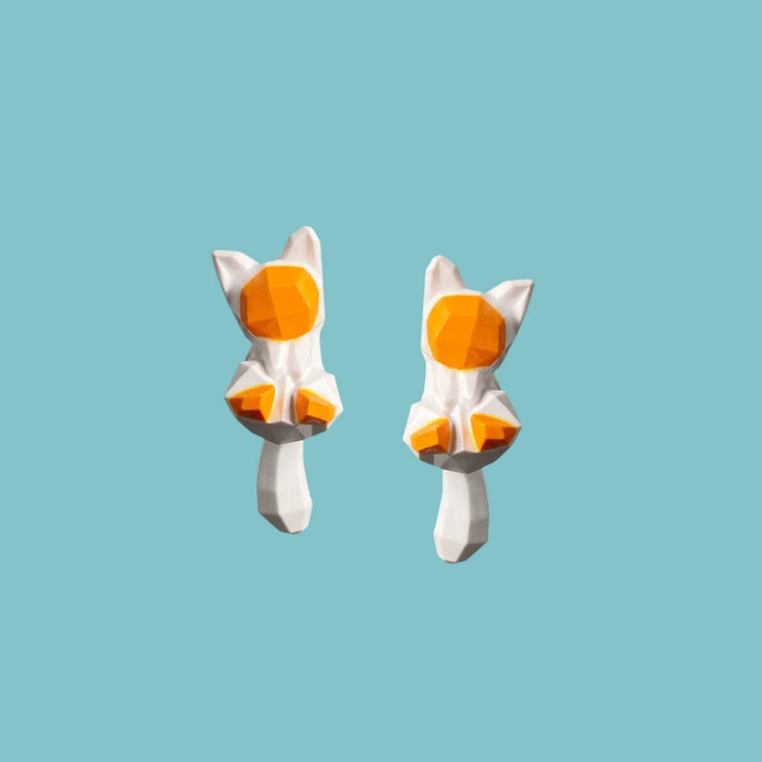 Swing Kitty Polygon Earrings B1130