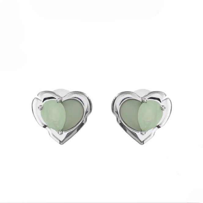 Green heart earrings B1688
