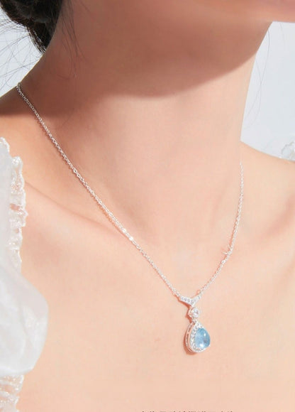 Aquamarine Teardrop Necklace B1517