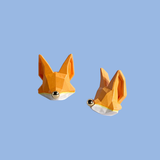 多邊形狐狸耳環 B1127