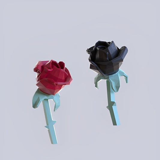 玫瑰多邊形簡約耳環 B1424