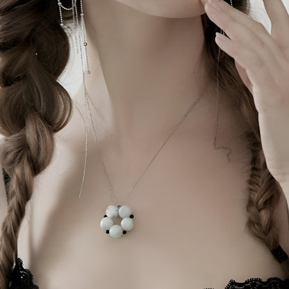 Natural Crystal Flower Long Necklace B1251