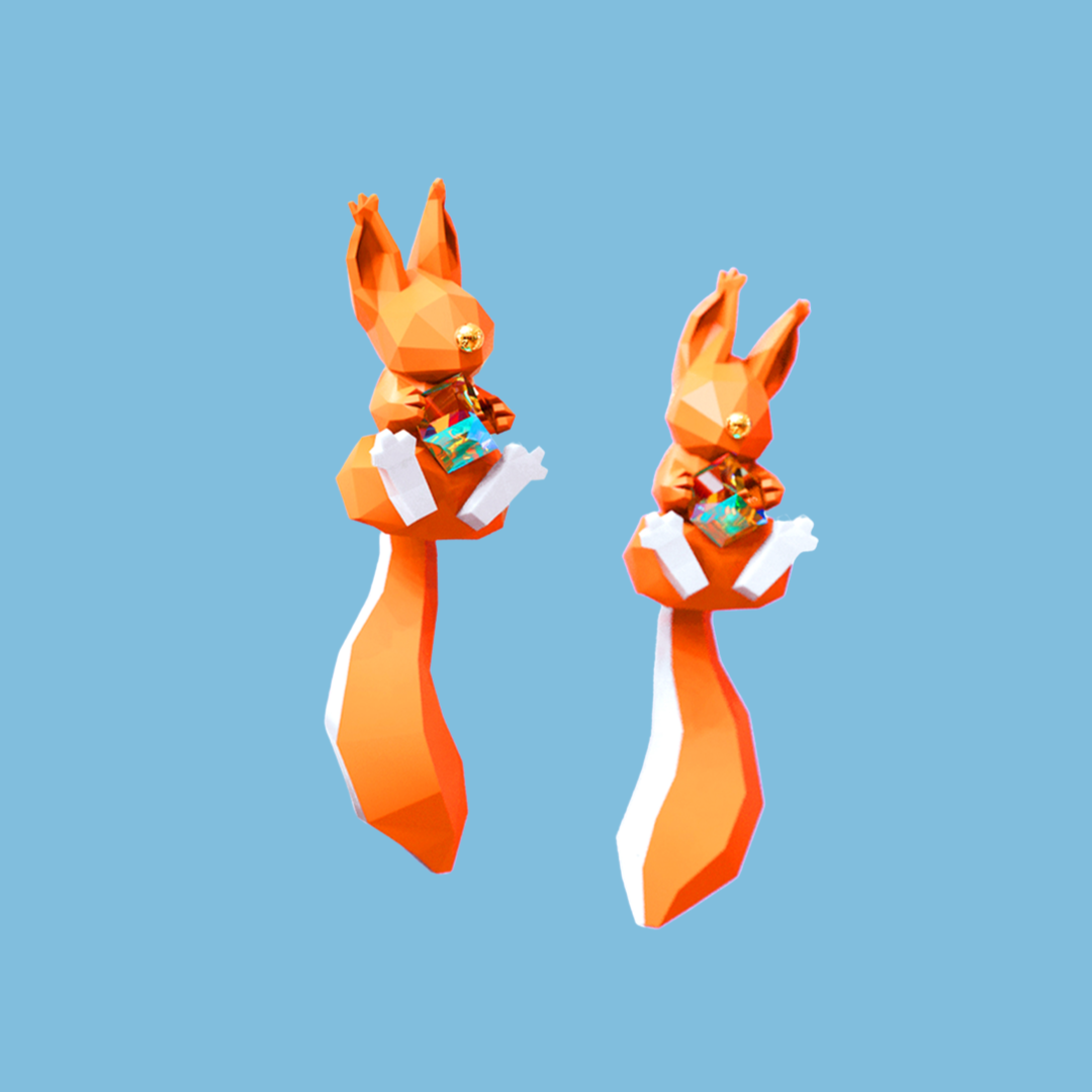 Swing Squirrel Polygon Earrings B1125